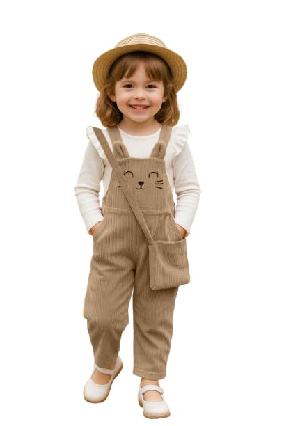 Ninas Baby Girls Solid Cotton Blend Style Top and Dungarees Set with Purse (White & Pink) - Image 4