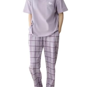 SHIENZY Women Korean Style Night Suit | Round Neck Short Sleeve Cute Printed Cotton Pajama Set for Girls & Women | Soft Nightwear, Loungewear, Sleepwear for Women | Full Pyjama Set | Co-ord Set