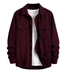 MiraMichi Men's Full Sleeve Corduroy Striped Casual Jacket, Ideal for Stylish Everyday Outfits