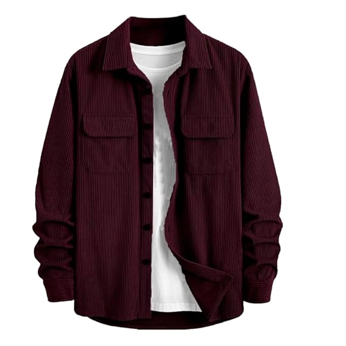 MiraMichi Men's Full Sleeve Corduroy Striped Casual Jacket, Ideal for Stylish Everyday Outfits