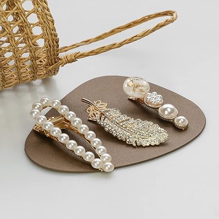 Korean Fashion Style Pearl Rhinestone Metal Hair Clips Hair Pin | Stylish Hair Clips for Women | Cute Clips for Womans | Aesthetic & Pearl Hair Kilip Decoration Accessories (Pack of 11 Pcs) - Image 3
