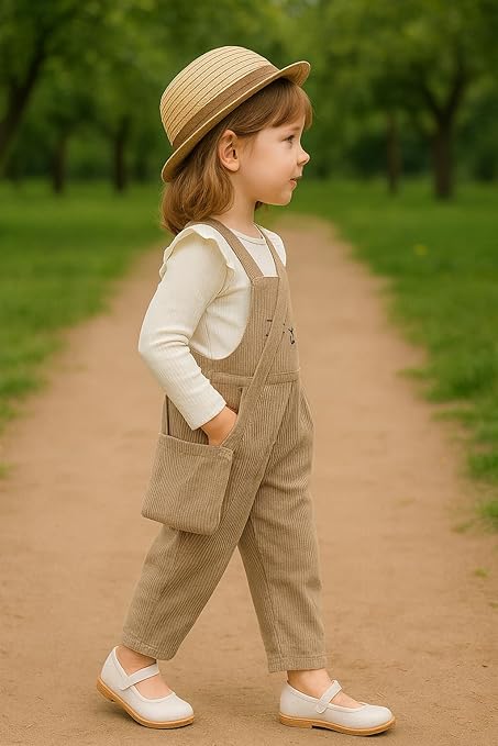 Ninas Baby Girls Solid Cotton Blend Style Top and Dungarees Set with Purse (White & Pink) - Image 2